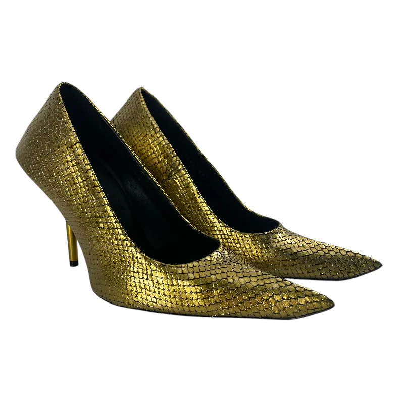 BALENCIAGA/Heels/EU 39/Leather/GLD/SCALES / GOLD HEEL---Comfortable Leather Pumps for Office and Everyday Wear