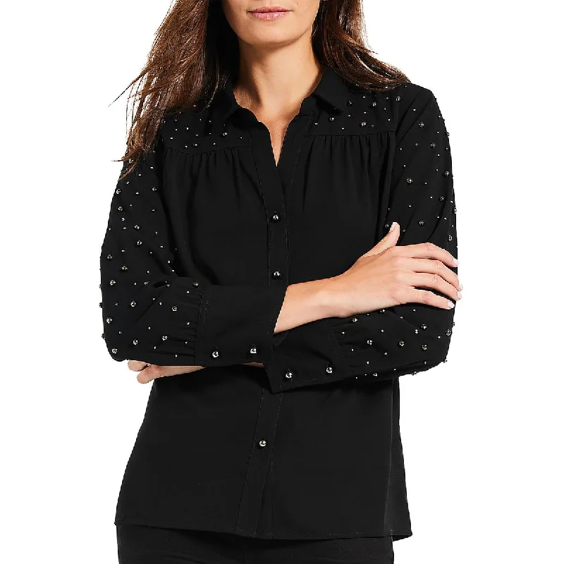 Nic + Zoe Womens Constellation Embellished Collar Button-Down Top---Chic Embellished Pumps for a Glamorous Look