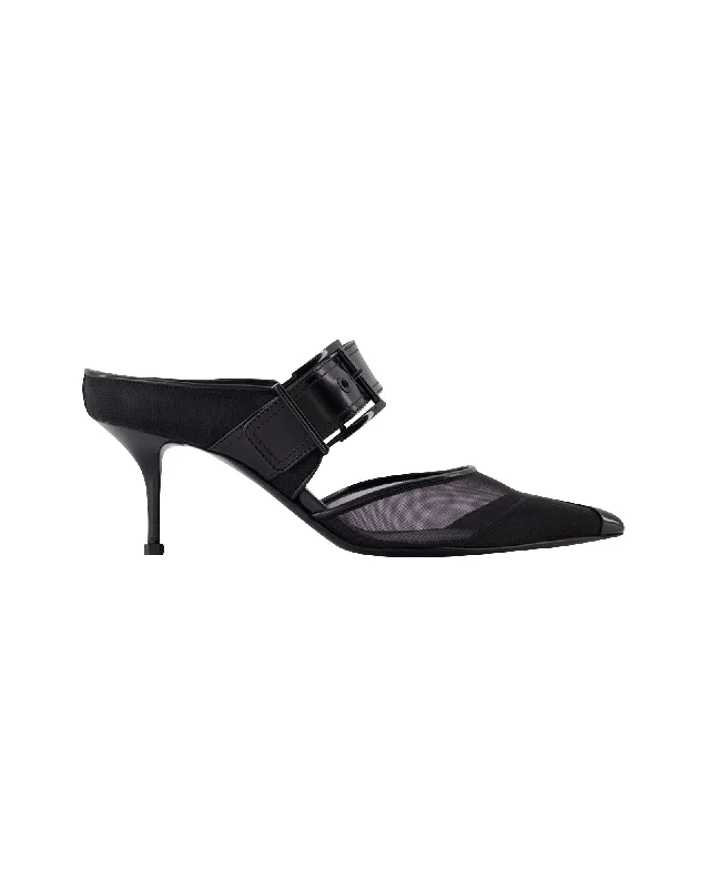 Punk Buckle Pumps - Alexander Mcqueen - Black - Leather---Comfortable Leather Pumps for Office and Everyday Wear