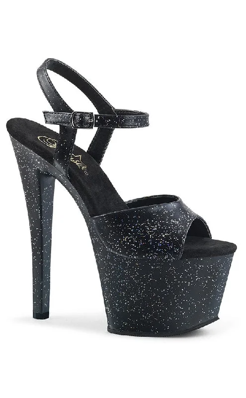 SKY-309MMG Black Glitter Platform Heels---Trendy Glitter Heels for a Glamorous Look