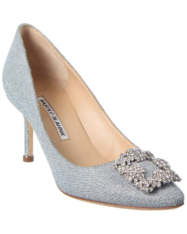 Manolo Blahnik Hangisi 70 Glitter Pump---Trendy Glitter Heels for a Glamorous Look