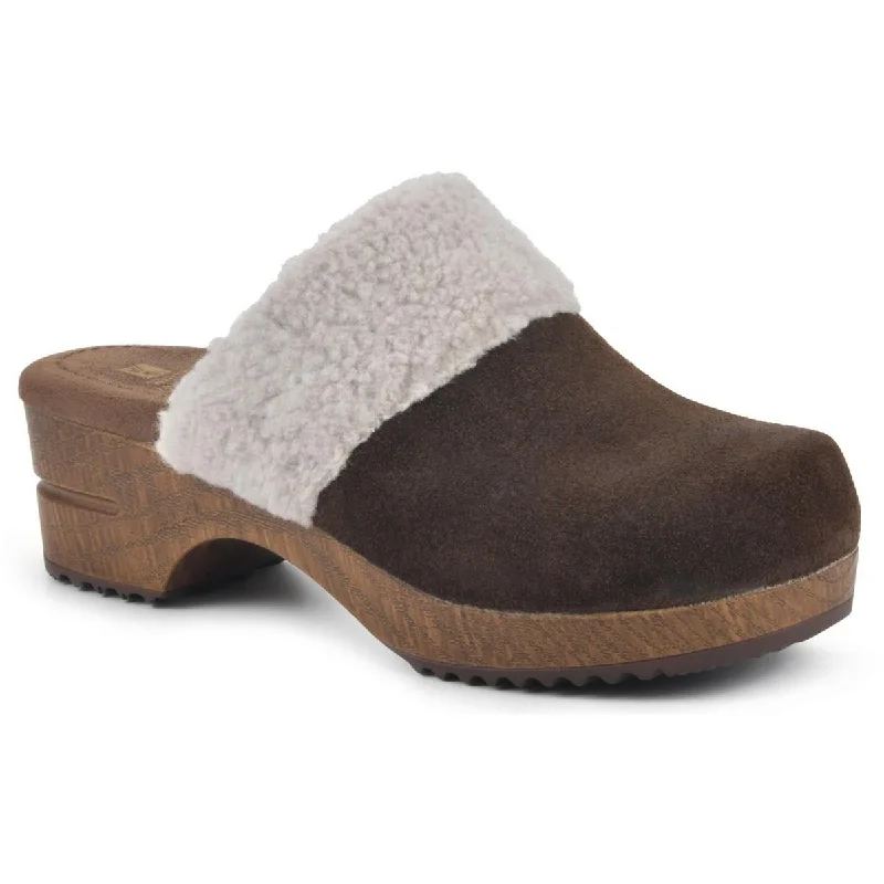 Affordable Suede Ankle Pumps for All-Day Wear--White Mountain Womens Bonus Suede Faux Fur Clogs