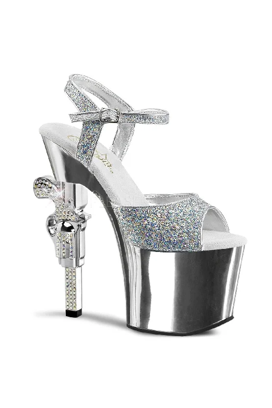 Stylish Platform Heels for Extra Height--REVOLVER-709G Slilver Platform Heels