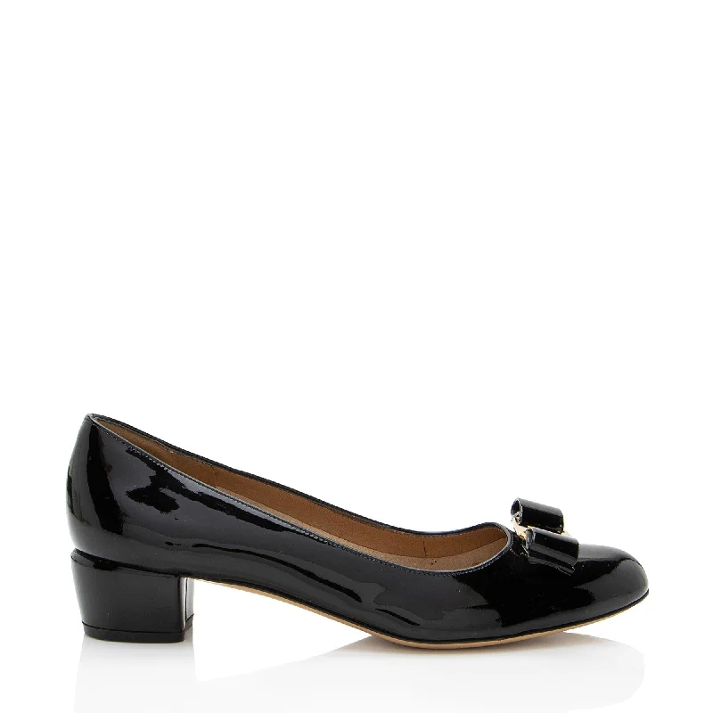 Sleek and Shiny Patent Pump Heels for a Polished Look--Salvatore Ferragamo Patent Leather Vara Pumps