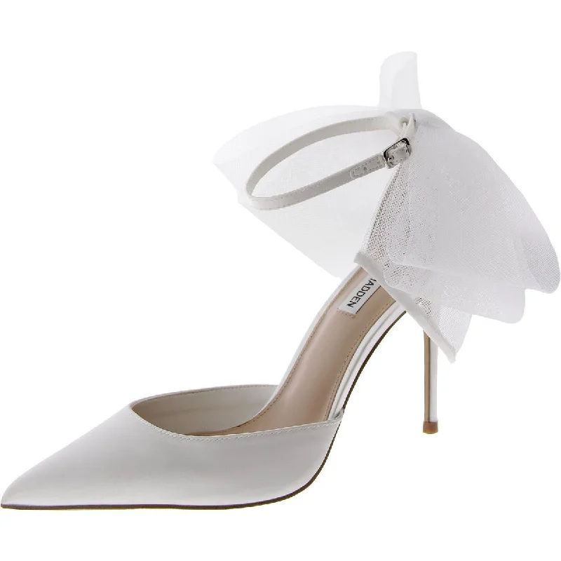 Stiletto Heel Pumps with Perfect Fit--Steve Madden Womens Valenteen Satin Pointed Toe Pumps-Fashionable & Classic