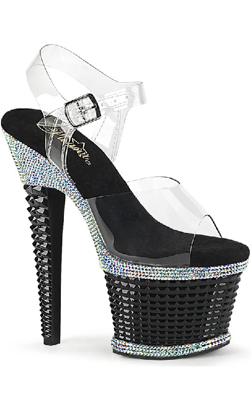 Affordable Rhinestone Pumps for a Dazzling Look---SPECTATOR-708RS Clear Rhinestone Platform Heels