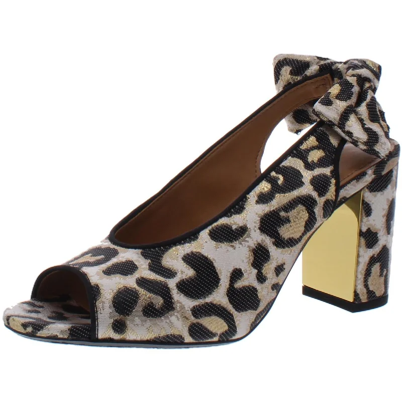 Trendy Chunky Heel Pumps for Casual Wear--J. Renee Womens Brietta Metalllic Brocade Block Heels