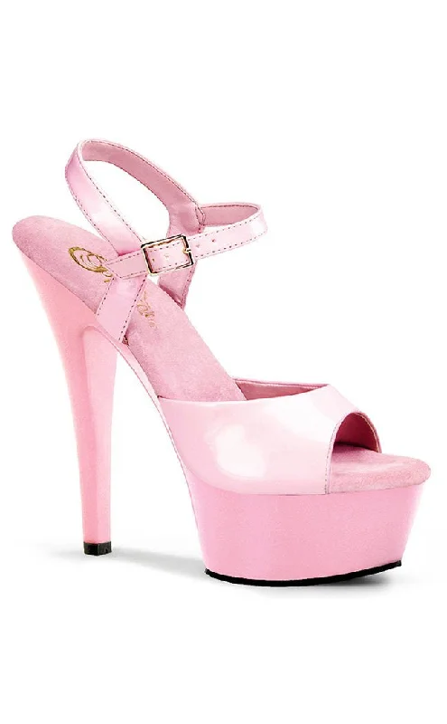 Sleek and Shiny Patent Pump Heels for a Polished Look--KISS-209 Baby Pink Patent Platform Heels