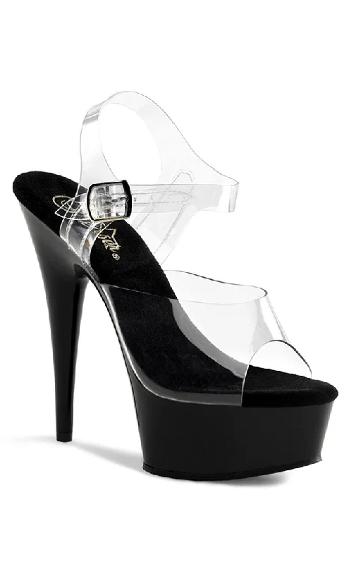 Stiletto Heel Pumps with Perfect Fit--DELIGHT-608 Clear & Black Heels-Fashionable & Classic