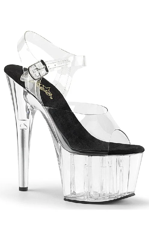 Stylish Platform Heels for Extra Height--ADORE-708 Clear & Black Platform Heels