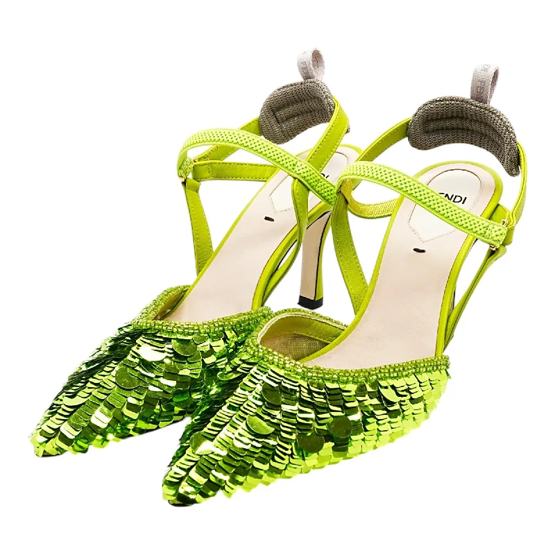 Versatile Heeled Sandals for Any Occasion---Organza Paillettes Colibri Slingback Pumps