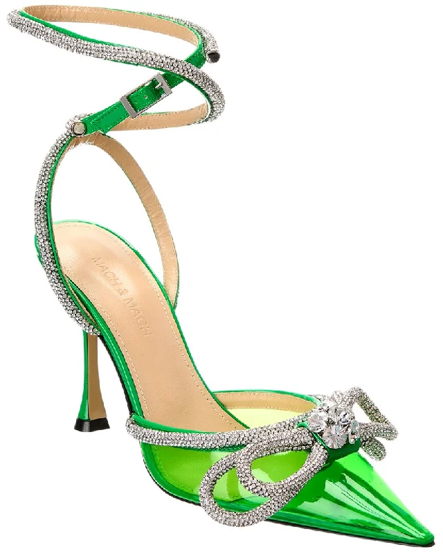 Mach & Mach Double Bow Vinyl & Leather Pump---Charming Bow Pumps for a Cute and Stylish Look