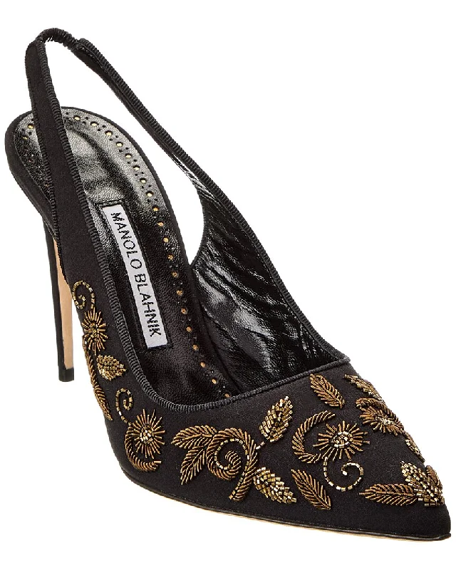 Versatile Heeled Sandals for Any Occasion---Manolo Blahnik Wilfreda 105 Silk Slingback Pump