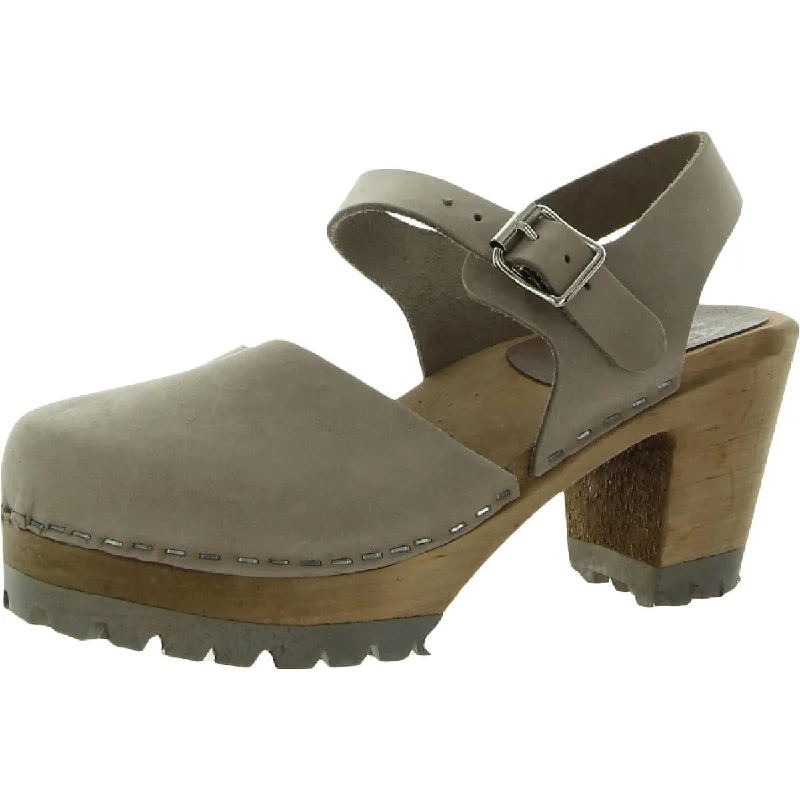 Mia Womens Leather Heels Clogs---Comfortable Leather Pumps for Office and Everyday Wear