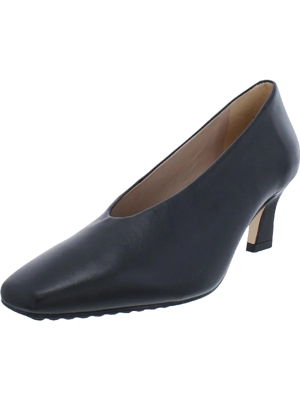 Sedona Womens Leather Square Toe Pumps---Durable Square Toe Block Heels for Everyday Use