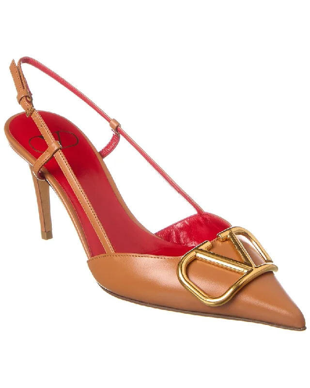 Fashionable Leather Slingback Pumps for Casual Wear--Valentino VLogo 80 Leather Slingback Pump