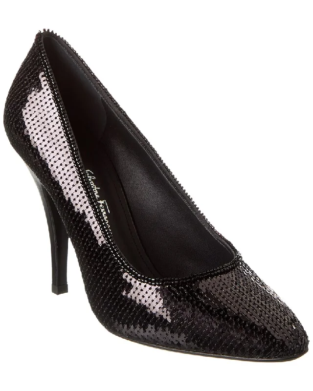 Ferragamo Judy Sequin Pump---Trendy Glitter Heels for a Glamorous Look