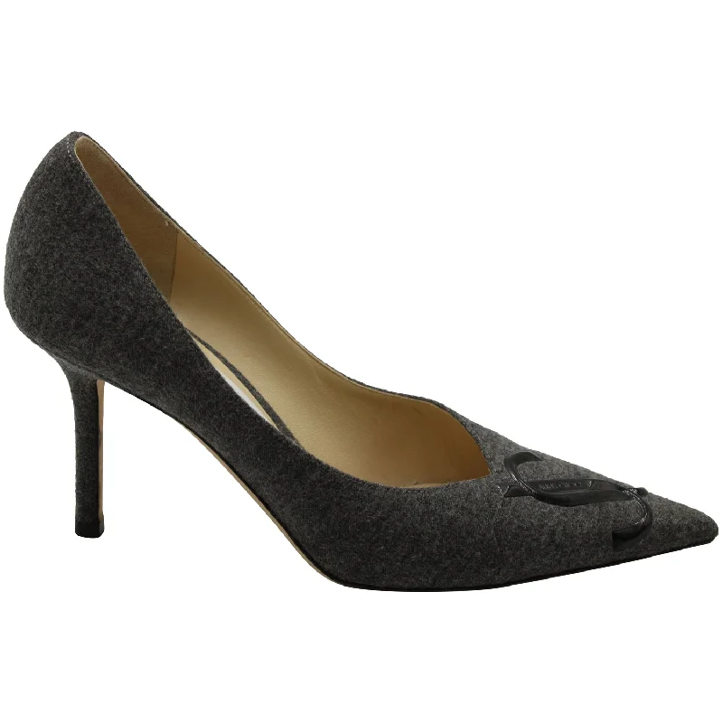 Versatile Heeled Sandals for Any Occasion---Jimmy Choo Love Decollete Pumps in Grey Wool