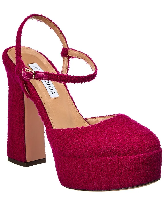 Stylish Platform Heels for Extra Height--Aquazzura Groove Plateau 120 Boucle Platform Pump