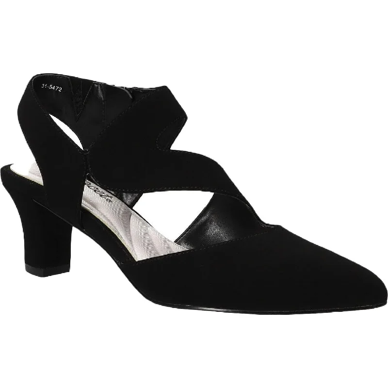 Affordable Suede Ankle Pumps for All-Day Wear--Easy Street Womens Venue Microsuede Pointed Toe Dress Heels