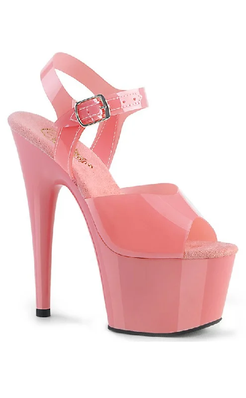 Stylish Platform Heels for Extra Height--ADORE-708N Baby Pink Jelly-Like Platform Heels