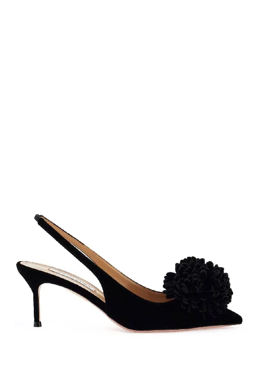 Luxurious Velvet Women's Pumps with Soft Finish---Aquazzura Women's Velvet Couturier Slingback