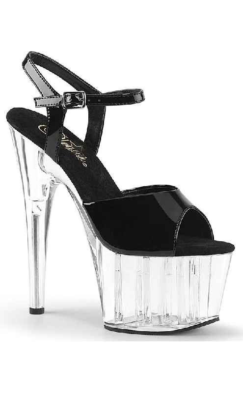 Stiletto Heel Pumps with Perfect Fit--ADORE-709 Black & Clear Heels-Fashionable & Classic