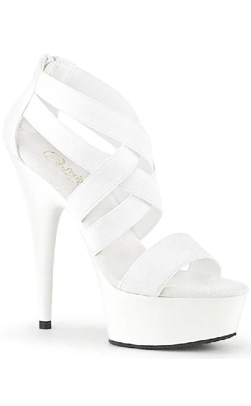 DELIGHT-669 White Strappy Platform Heels---Affordable Strappy Platform Heels with Premium Quality