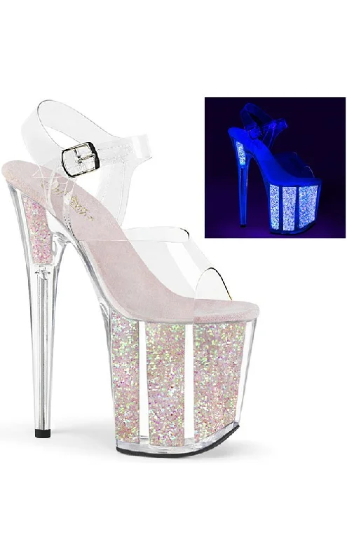 FLAMINGO-808UVG Clear & Opal Glitter UV Heels---Trendy Glitter Heels for a Glamorous Look