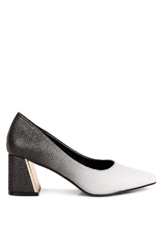 Trendy Chunky Heel Pumps for Casual Wear--harlow metallic accent block heel pumps