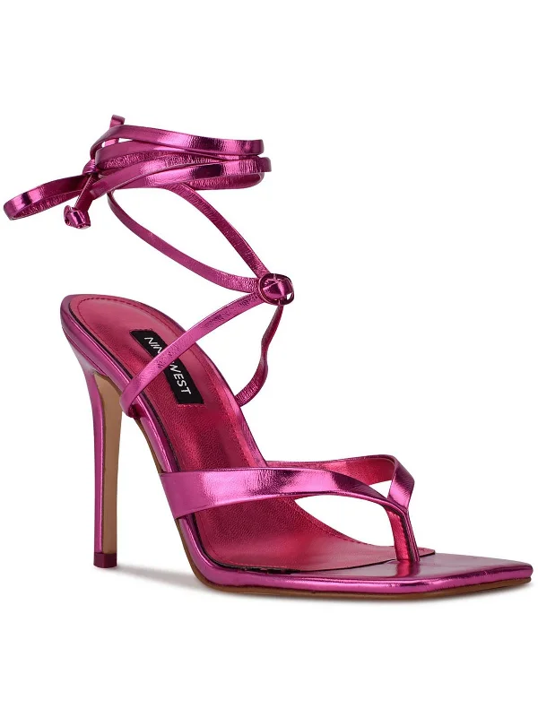 Versatile Heeled Sandals for Any Occasion---Terrie Womens Ankle Tie Thong Heels