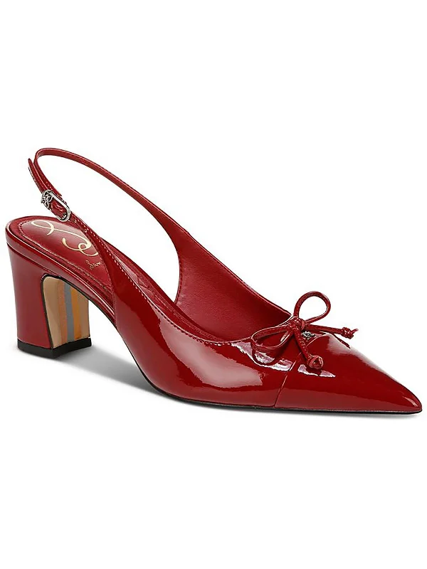 Sleek and Shiny Patent Pump Heels for a Polished Look--Willette Womens Patent Pointed Toe Slingback Heels