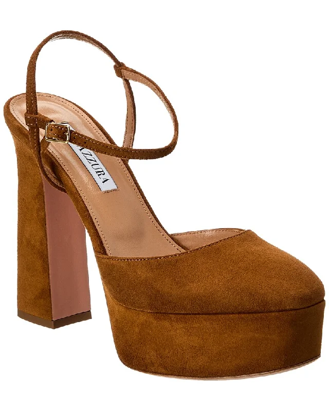 Affordable Suede Ankle Pumps for All-Day Wear--Aquazzura Groove Plateau 120 Suede Platform Pump