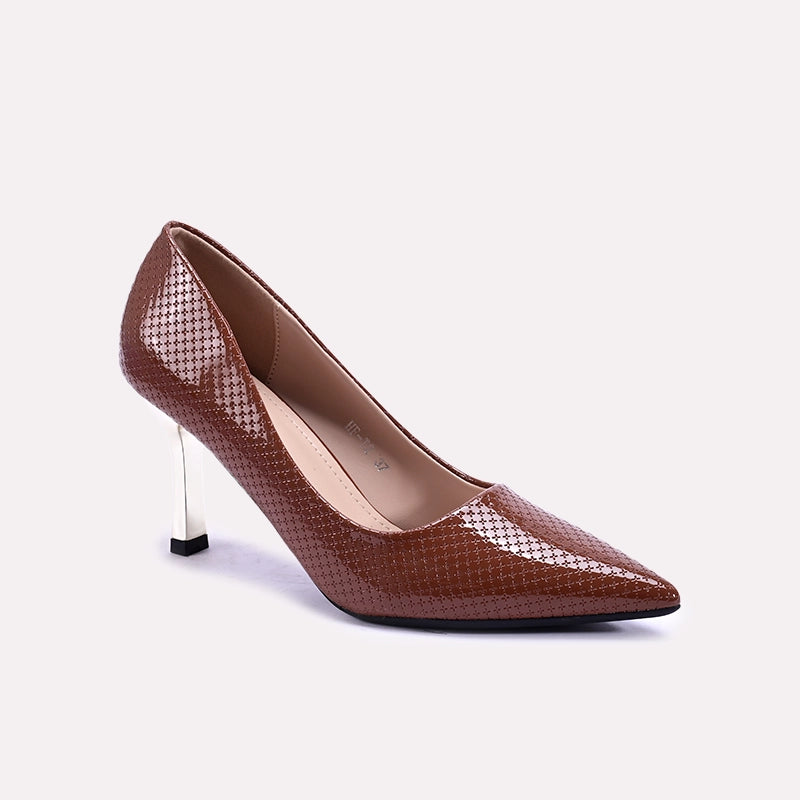 Versatile Heeled Sandals for Any Occasion---Eastwick Pointed Heel Brown Court Shoes 0431362