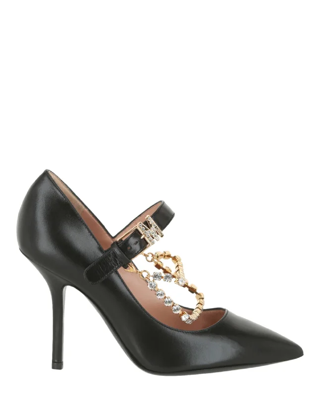 Affordable Rhinestone Pumps for a Dazzling Look---Rhinestone-Embellished Leather Pumps