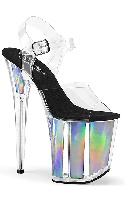 Stylish Platform Heels for Extra Height--FLAMINGO-808HGI Silver Holo Platform Heels