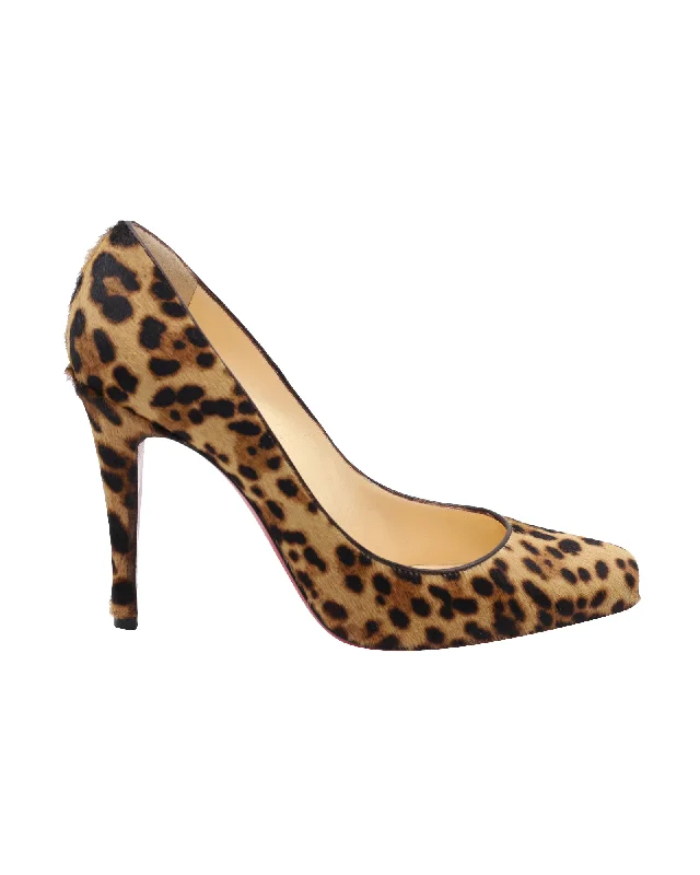 Versatile Heeled Sandals for Any Occasion---Christian Louboutin Leopard Print High Heel Pumps in Multicolor Pony Hair