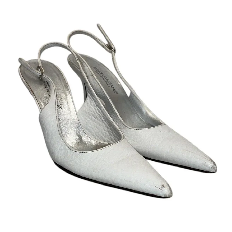 DOLCE&GABBANA/Heels/US 6/Leather/WHT/vintage d&g slingbacks---Comfortable Leather Pumps for Office and Everyday Wear