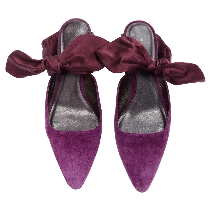 The Row Bow velvet silk tie kitten mule heels---Fashionable Kitten Heels for Date Night