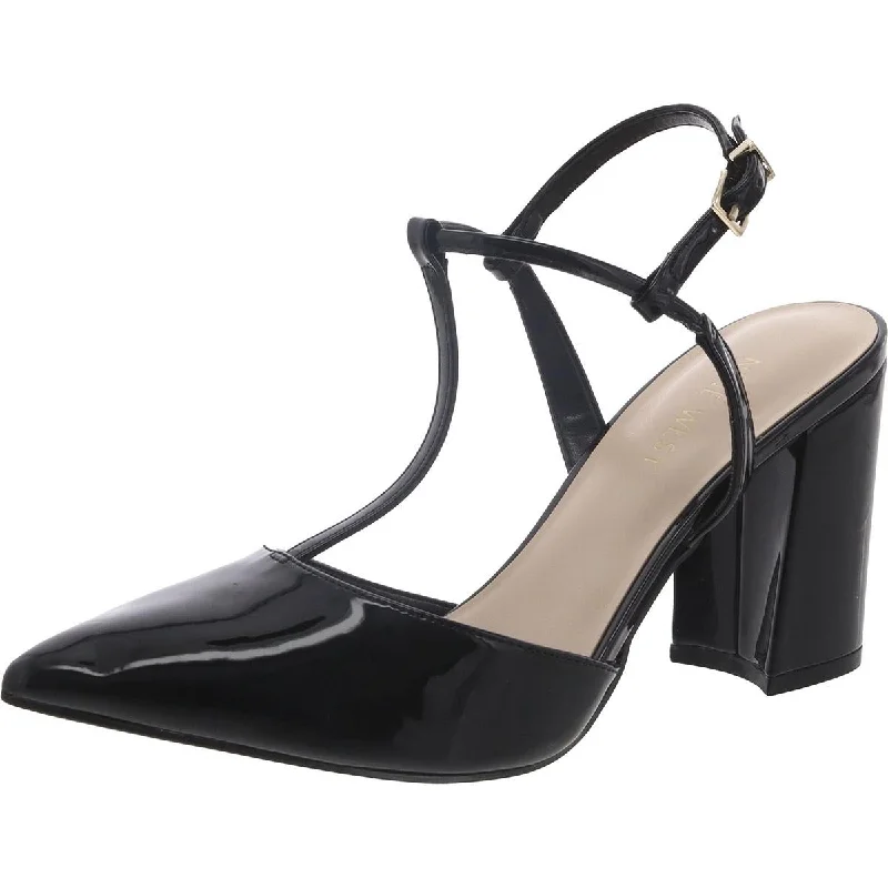 Sleek and Shiny Patent Pump Heels for a Polished Look--Nine West Womens WINCINE Patent Pointed toe Block Heels