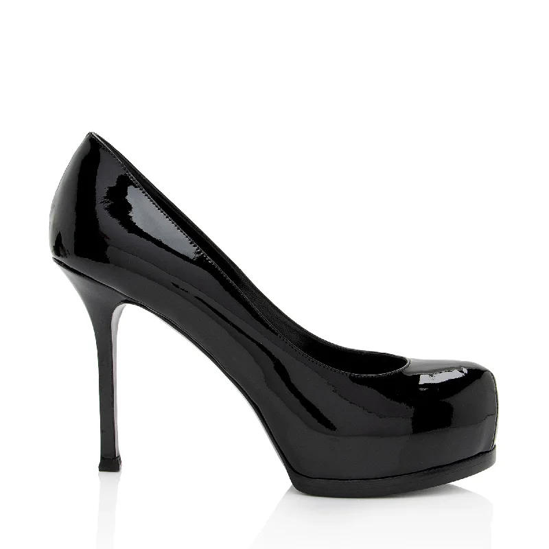 Sleek and Shiny Patent Pump Heels for a Polished Look--Saint Laurent Patent Leather Tribtoo Pumps