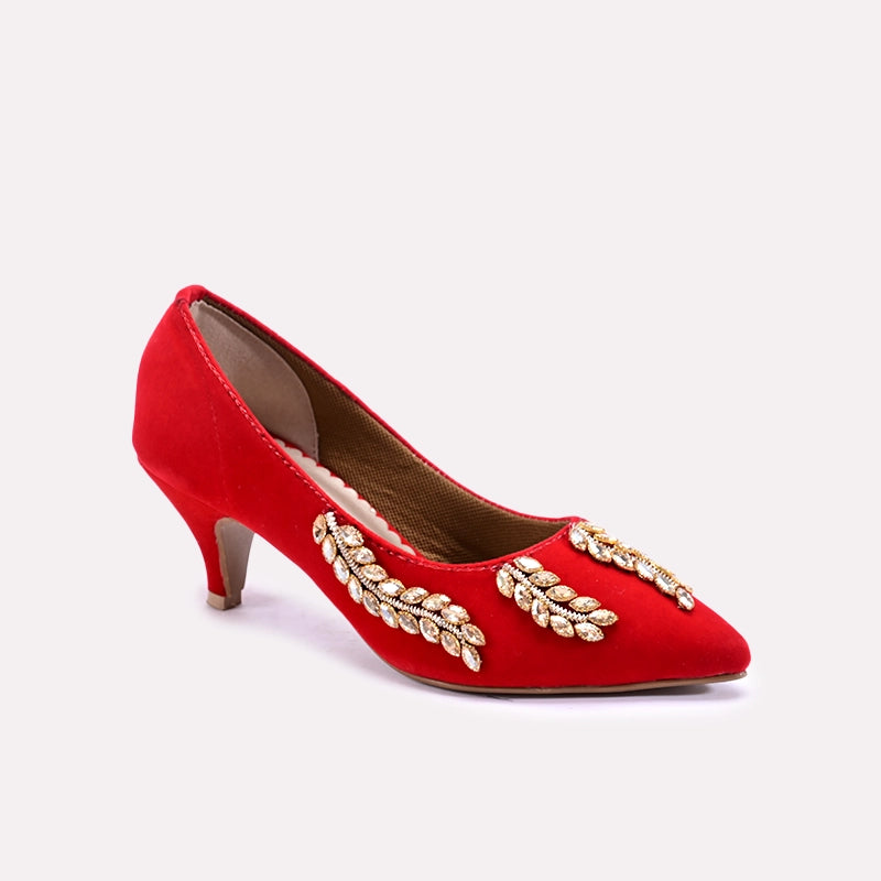 Versatile Heeled Sandals for Any Occasion---Indira Red Court Shoes 0431221