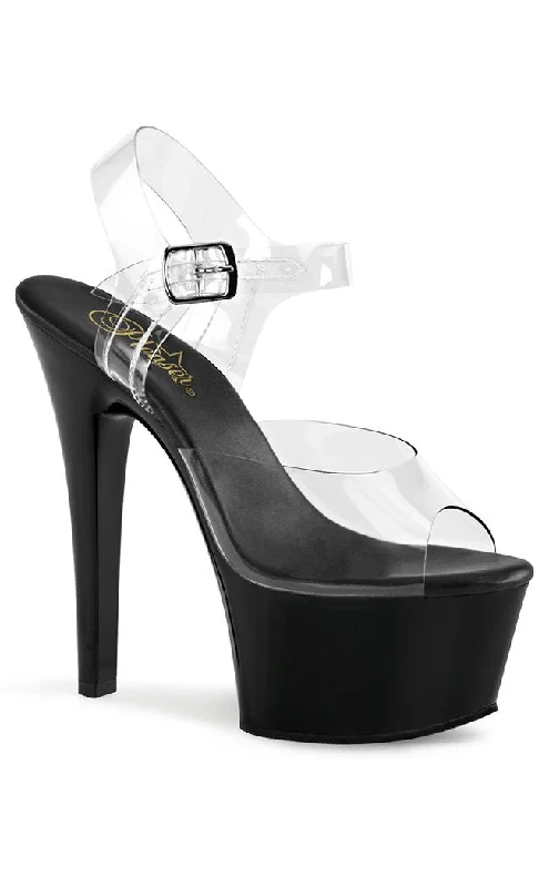 Stylish Platform Heels for Extra Height--ASPIRE-608 Black & Clear Platform Heels