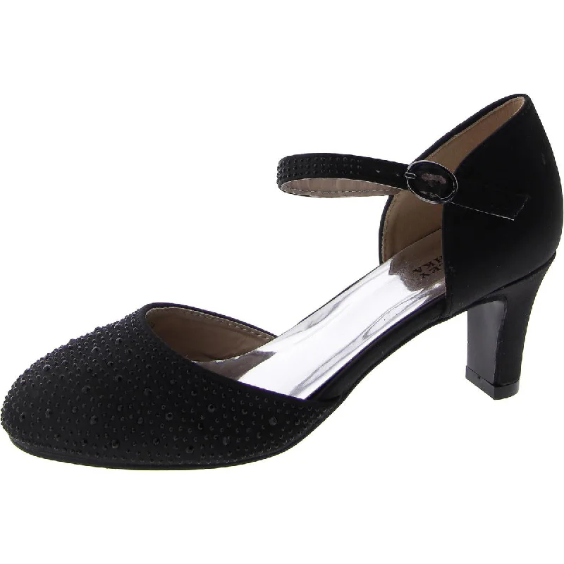 Stylish Ankle Strap Heels for Women--Badgley Mischka Womens Satin Embellished Ankle Strap