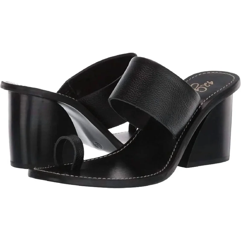 Women's Eedie Single Toe Wide Strap Leather Heels In Black---Comfortable Leather Pumps for Office and Everyday Wear