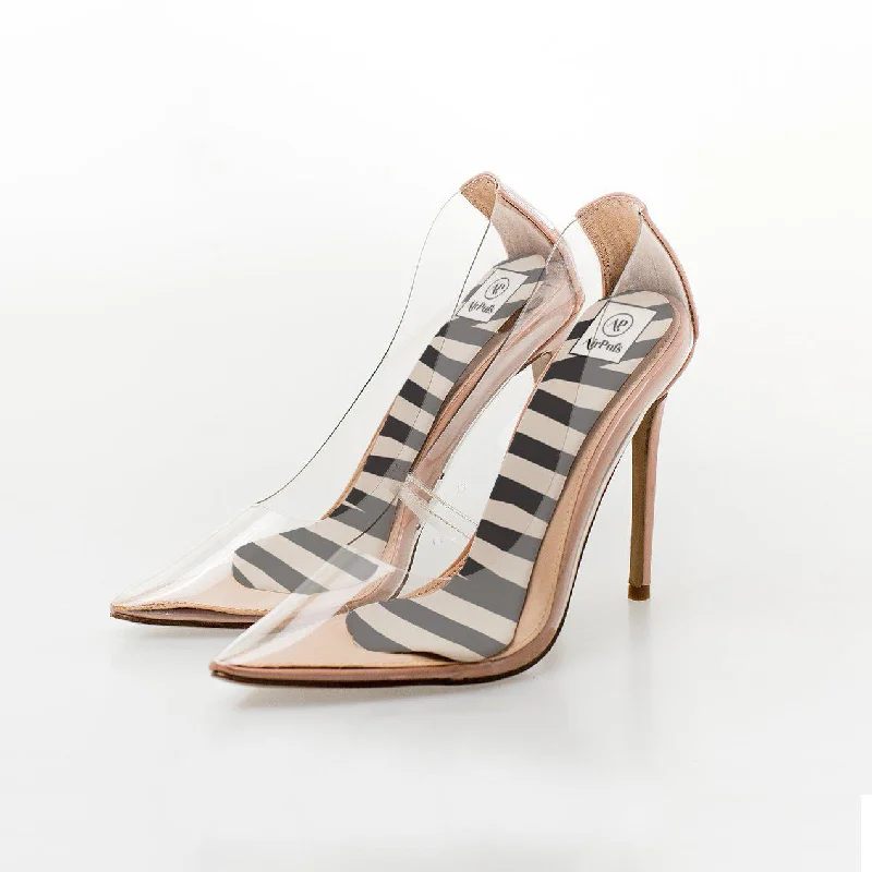 Audrey Stripes---Fashionable Kitten Heels for Date Night