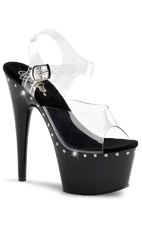 Stylish Platform Heels for Extra Height--ADORE-708LS Clear & Black Platform Heels