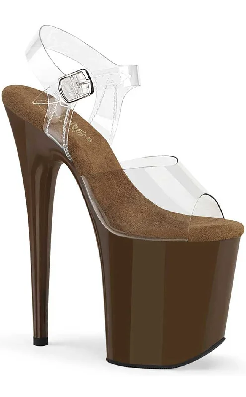 Stylish Platform Heels for Extra Height--FLAMINGO-808C Clear & Mocha Platform Heels