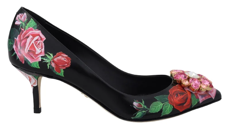 Affordable Rhinestone Pumps for a Dazzling Look---Dolce & Gabbana Elegant Floral Crystal Women's Pumps