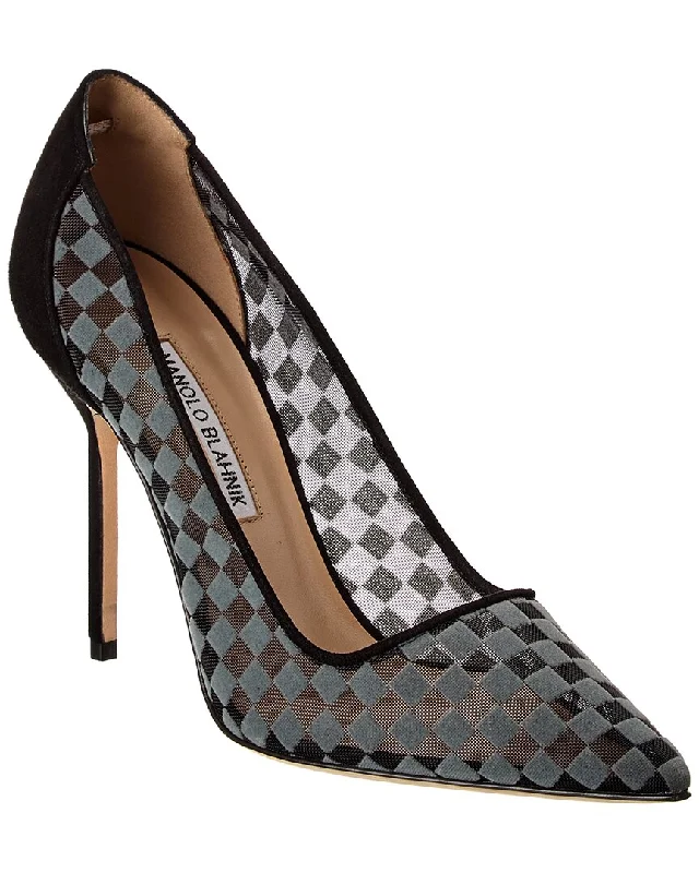 Affordable Suede Ankle Pumps for All-Day Wear--Manolo Blahnik Bbla 105 Mesh & Suede Pump